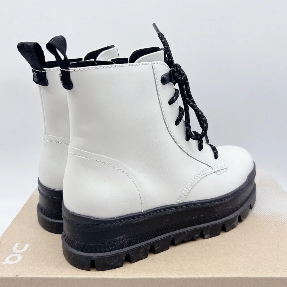 Ugg Sidnee Waterproof Platform Lace Up Combat Boots Shearling White Leather US 6 - Picture 8 of 14